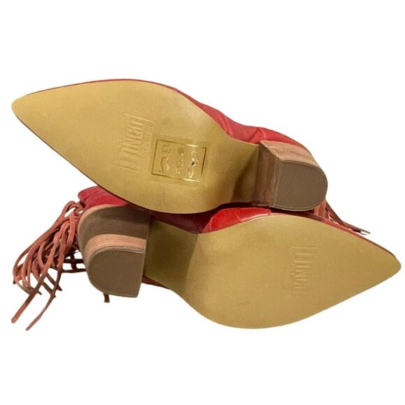 Dingo Womens Red Leather Western Booties With Fringe Size 8 NEW - Picture 5 of 7